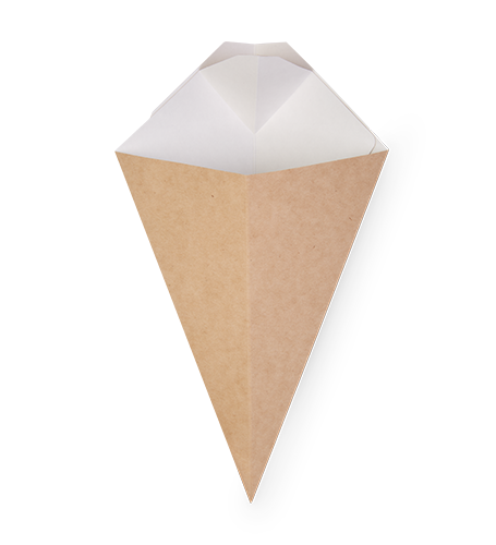 Упаковка для картофеля фри с отделением под соус OSQ CONE L